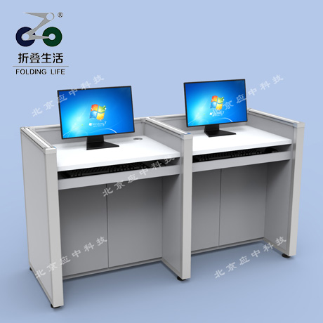 E字型升降屏風(fēng)電腦桌（白鯨灰）