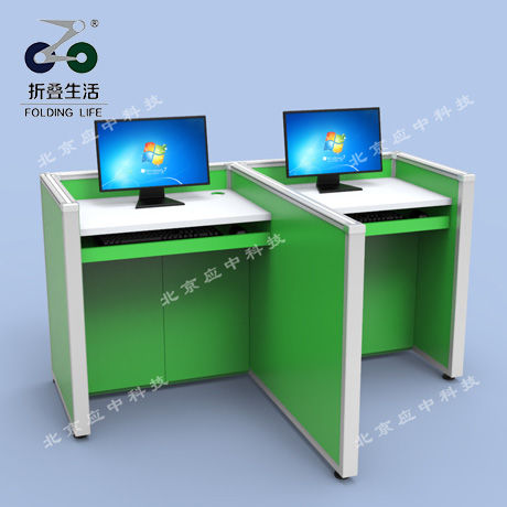 山字型升降屏風(fēng)電腦桌（鸚鵡綠）