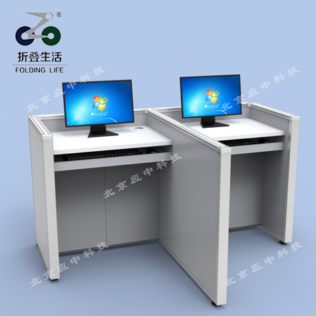 山字型升降屏風(fēng)電腦桌（白鯨灰）