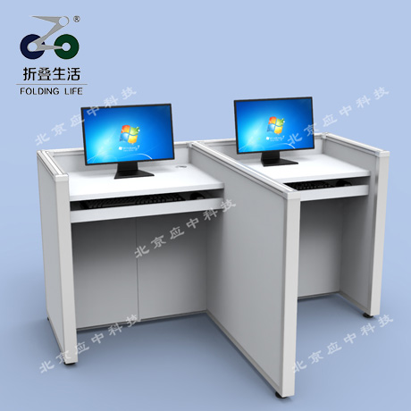 山字型升降屏風(fēng)電腦桌（暖白色）