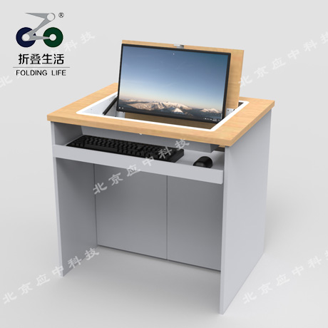 Q1單人位顯示器隱藏電腦桌，多功能翻轉(zhuǎn)電腦桌