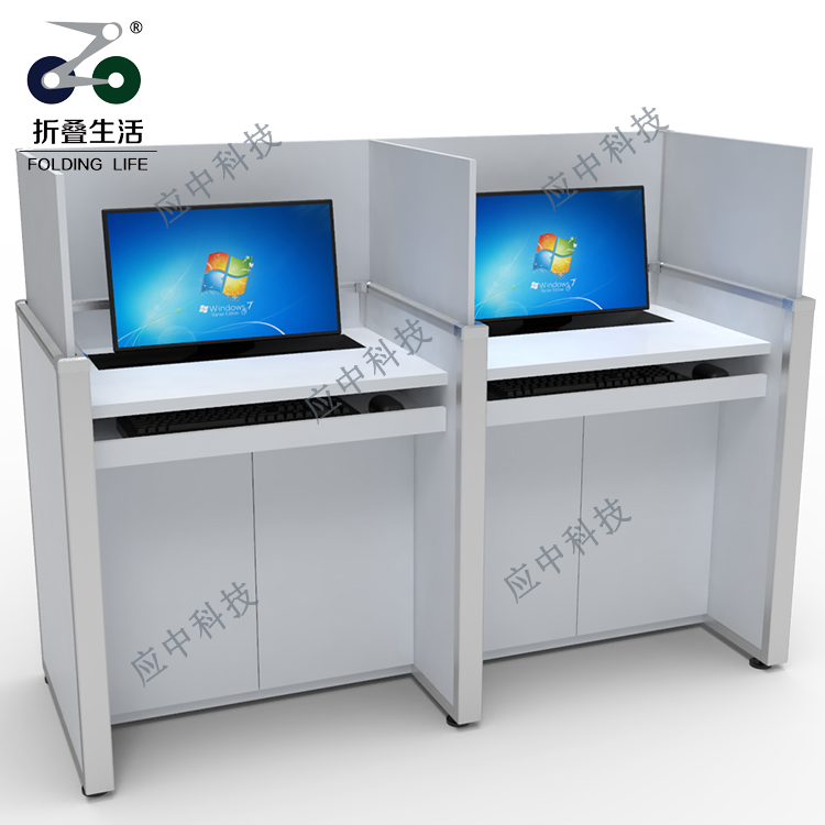 雙人位屏風(fēng)液晶屏升降電腦桌（灰色）