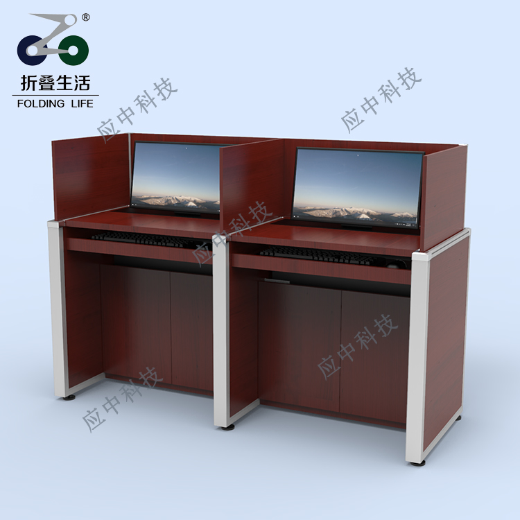 屏風(fēng)液晶屏升降電腦桌（紅檀）